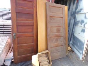 lot 268 image: 2 Antique Wood Doors, 2 Sliding Doors 1 Standard Door