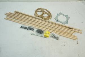 lot 152 image: Hardware  Lazy Susan, small rope, nails, wood dowels 12