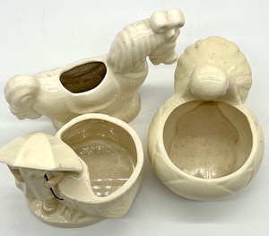 lot 153 image: Vintage Horse, Girl with Umbrella and Angel Small Ceramic Planters