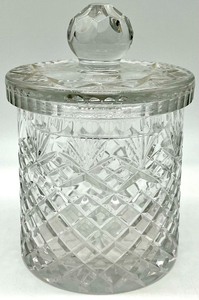 lot 178 image: Handcut Crystal Ice Bucket, American Cut Crystal Cobalt Blue Cordial glasses, BING & GRONDAHL Platters and a Covered Dish