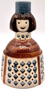 lot 105 image: Vintage 1960s BRITT-LOUISE SUNDELL Stoneware Nordic Art Bridal Figure and Artist Signed Deep Dish Pottery Dish