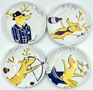 lot 201 image: Party Time Reindeer and Latin Dances Canap Appetizer Plates From FIELDS MARKET