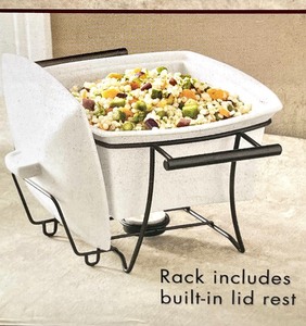 lot 212 image: NIB ROOM ESSENTIALS Under Bed Shoe Rack, NIB 1.5 QT Oven to Table Food Warmer with Stand, and Fruit  Vegetable Hanging Stand
