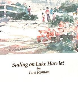 lot 214 image: Unframed Minneapolis, Minnesota Print Artwork - On Lake Harriet by LOU ROMAN