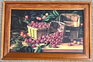 lot 235 image: Artist Signed Reproduction Raspberry Print Framed Artwork by LEVI WELLS PRENTICE 1851