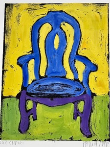 lot 237 image: Artist Signed 2 of 3 in GODOT SERIES GODOTS BLUE CHAIR Artwork by MARIA MAYR