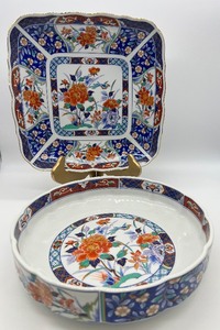 lot 324 image: Vintage Japanese IMARI Platter and Shibata Bowl