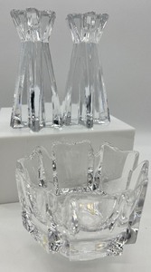 lot 323 image: LENOX Starfire Crystal Candle Holders and GORHAM Crystal Bowl