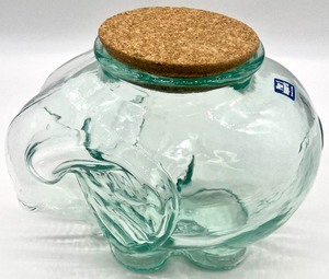 lot 266 image: NEW - PIER 1 Glass Elephant with Cork Top