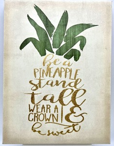 lot 282 image: Pineapple Wall Canvas, Ceramic Jar and Semi Precious Rock Sphere