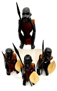 lot 294 image: 4 Hand-carved Wooden African Tribal Warriors