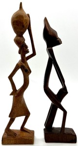 lot 296 image: Vintage African Hand-Carved Wooden Figures