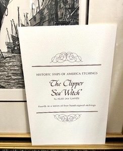 lot 221 image: THE CLIPPER SEA WITCH By ALAN JAY CAINES  Framed Art, Fourth in a Series of Four Hand-Signed Etchings