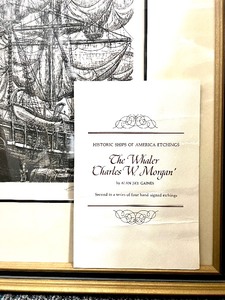 lot 218 image: THE WHALER CHARLES W MORGAN by ALAN JAY GAINES Framed Art, Second in a Series of Four Hand-Signed Etchings