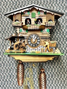 lot 110 image: Vintage German Chalet Style Cuckoo Clock with Moveable Parts