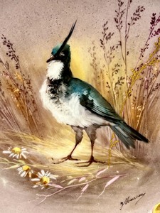 lot 116F image: Antique Visage L S & S LIMOGES FRANCE LEWIS STRAUS SONS Bird Golden Platter