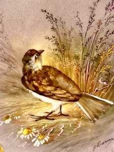 lot 116H image: Antique Visage L S & S LIMOGES FRANCE LEWIS STRAUS SONS Bird Golden Platter