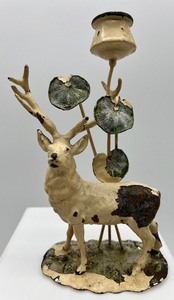 lot 57 image: Antique German Metal Stag Candle Holder