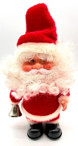 lot 12 image: 4 Vintage TAIWAN R.O.C Walking Santa Claus with Bell Musical Toys by SUPER FINE and More