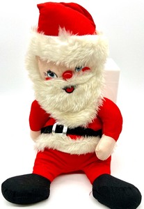 lot 20 image: Vintage Soft and Plush Santas by HAPPINESS AID and TY JINGLE BEANIE BABY