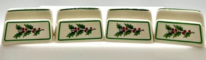 lot 43 image: Vintage SPODE ENGLAND Christmas Tree Place Card Holders 8 Count with 4 of 8 in box