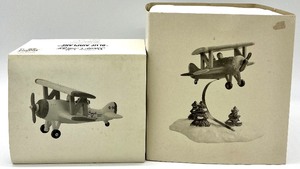 lot 52 image: DEPARTMENT 56 SNOW VILLAGE Spirit of the Snow Village Airplane & Blue Airplane In Box