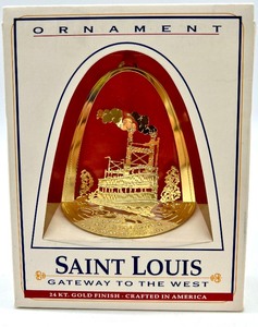 lot 56 image: New in Original Packaging St. Louis & Savannah 24 KT Gold Ornaments - (5)