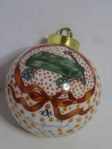 lot 65 image: Vintage Victorian Style Hand Painted Porcelain CHRISTMAS Ornaments