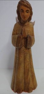lot 66 image: Vintage Hand Carved Wooden ANGEL Christmas Decor