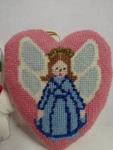 lot 75 image: Vintage Needlepoint Christmas Ornaments Handmade