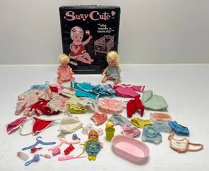 lot 23 image: 1965 Suzy Cute Dolls, Doll Case & Clothes