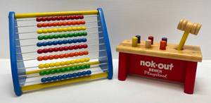 lot 28 image: 1960s70s Playskool Abacus & Nok-Out Bench