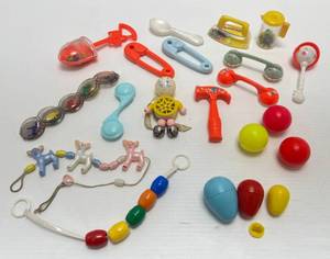 lot 36 image: Vintage Baby Rattles & More
