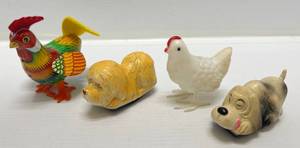 lot 38 image: Vintage Toys 1 Key Wind Chicken, 2 Friction Dogs & More