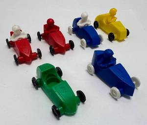lot 112 image: 1960s Miniature Plastic Race Cars With Removable Drivers Made In Germany (GREAT FOR HO TRAIN SETS) 1 Missing Driver