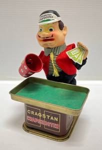 lot 136 image: 1950s Yonezawa Cragston Battery Operated Crapshooter Tin Toy (Missing Dice) WORKS
