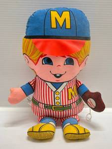 lot 149 image: Vintage 1969 Mattel Patter Pat Baseball Stuffed Doll (Voice Box Not Working)