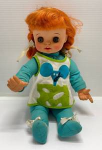 lot 152 image: 1967 Ideal Posie Doll Daisy Red Braided Hair Open Mouth Original Outfit