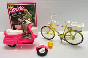 lot 163 image: 1970s Mattel Barbie Ten Speed Bike & Barbie Star Cycle In Original Box (Broken Front Wheel)