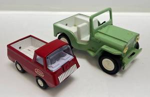 lot 215 image: 1965 Mini Tonka Jeep And 1960s Mini Red Work Truck