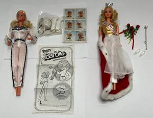 lot 249 image: 1974 Mattel Quick Curl Miss America Barbie & 1980s Winking Western Barbie