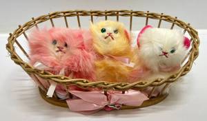 lot 292 image: 1950s-60s Real Rabbit Fur Kittens With Basket (Jerry Elsner Type)