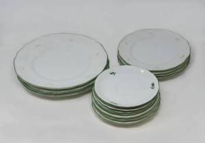 lot 2 image: Pink Rose Augartan    16 Plate Numbered series with sugar bowl, Vienna Porcelain