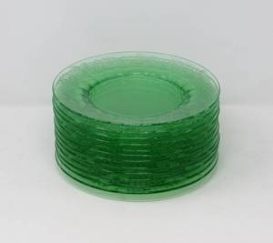 lot 48 image: 12 Green Depression Glass 8 Plates