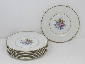 lot 49 image: 7 Limoges plates  Belleek 9 bowl