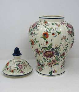 lot 53 image: Delfts Handmade for Jema. Holland by H. Bequet & CIE S.C. Belgium measures 14 tall, including lid