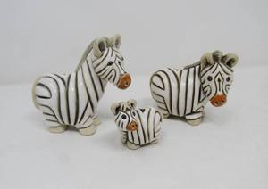 lot 73 image: Zebra Family--Artesaria Rinconada  Silver Anniversary Series  signed Uruguayan Artist