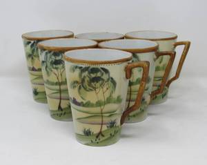 lot 91 image: 7 pc Antique Nippon China pitcher and cups
