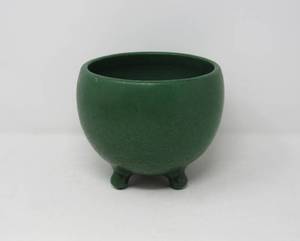 lot 113 image: Pottery Vase and Bowls  Mission Matte green