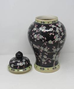 lot 121 image: Japanese hand painted cherry blossom ginger jar